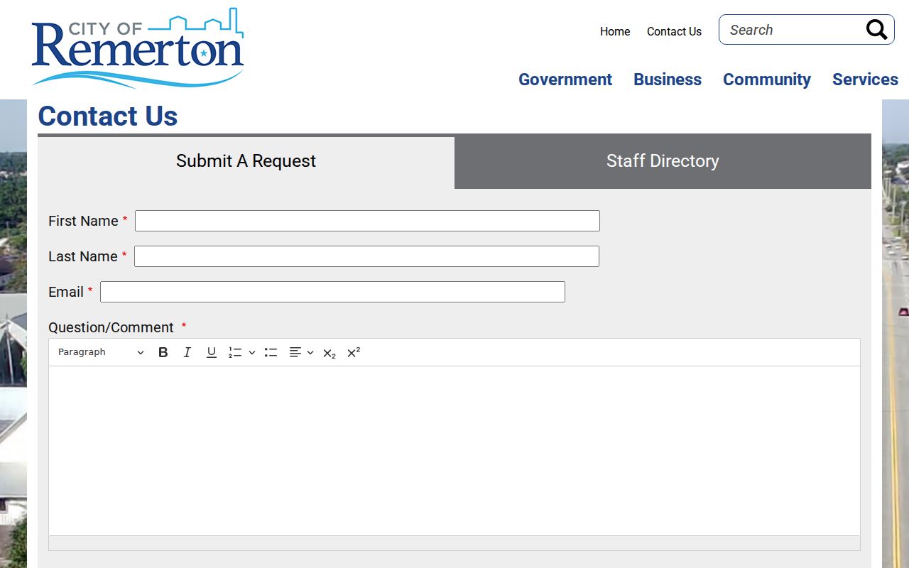 Remerton police and municipal contact directory used as a city-routing contrast