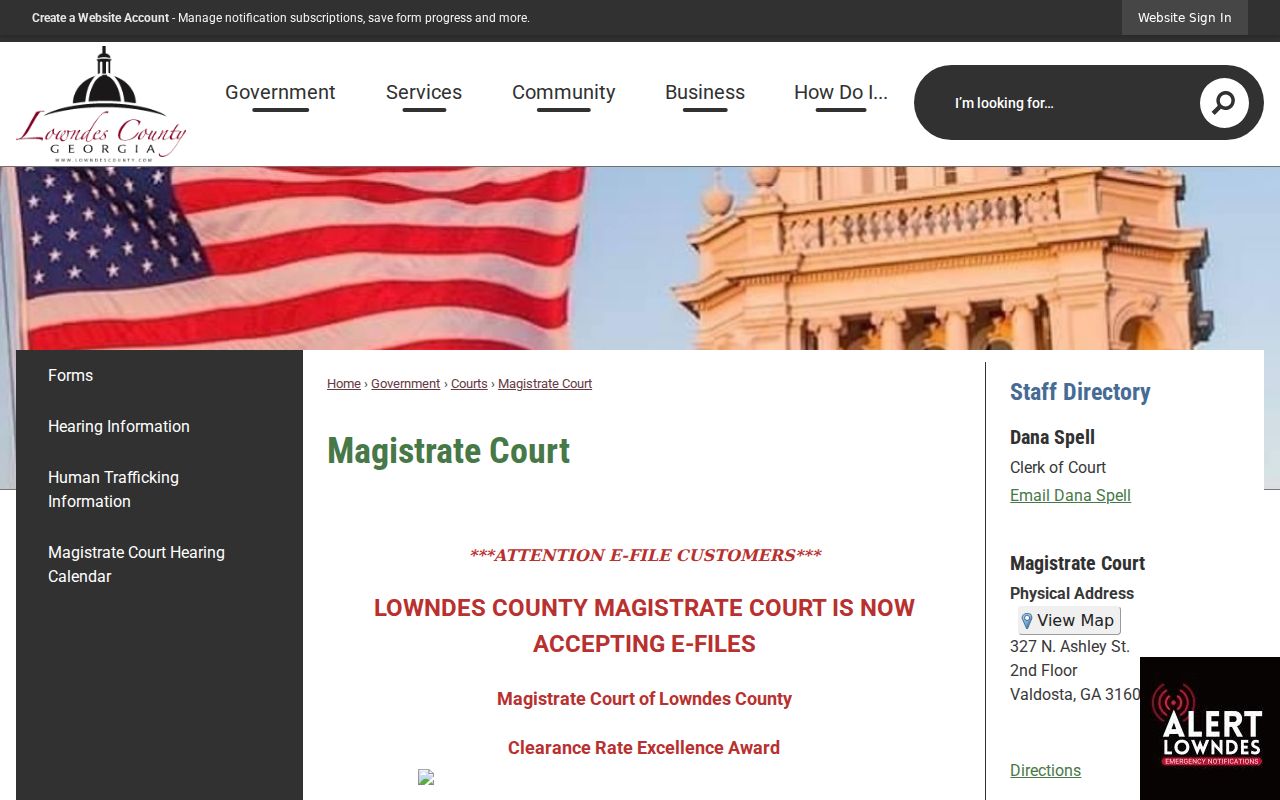 Lowndes County criminal case records Magistrate Court access