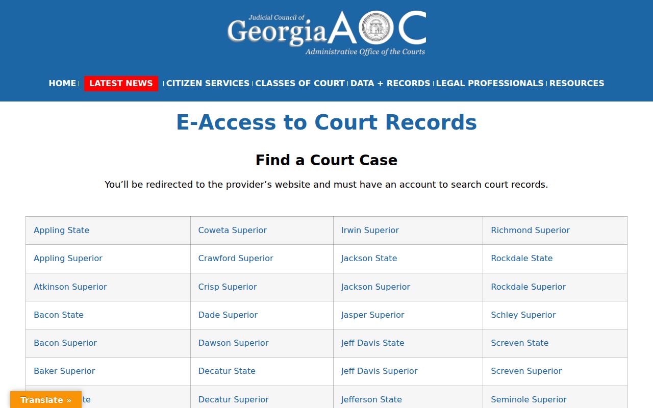 Lowndes County criminal history Georgia court access directory