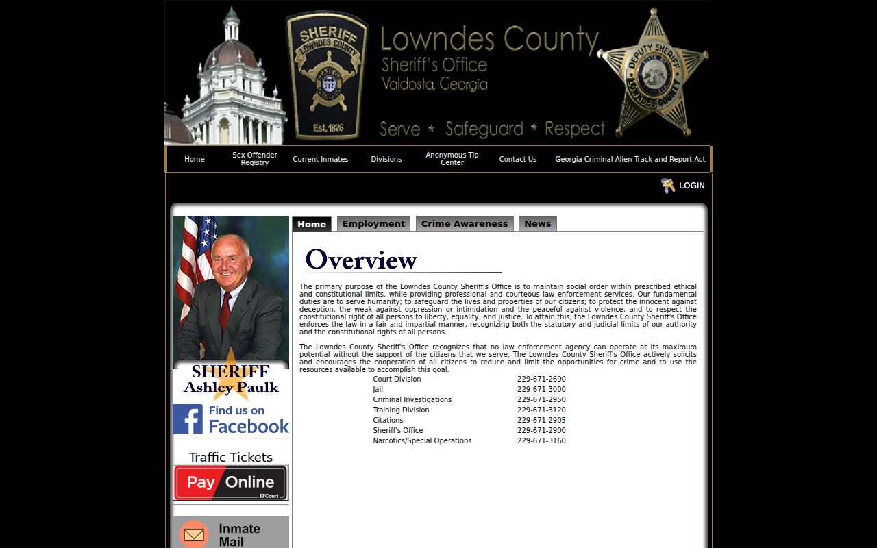 Lowndes County criminal history sheriff records page