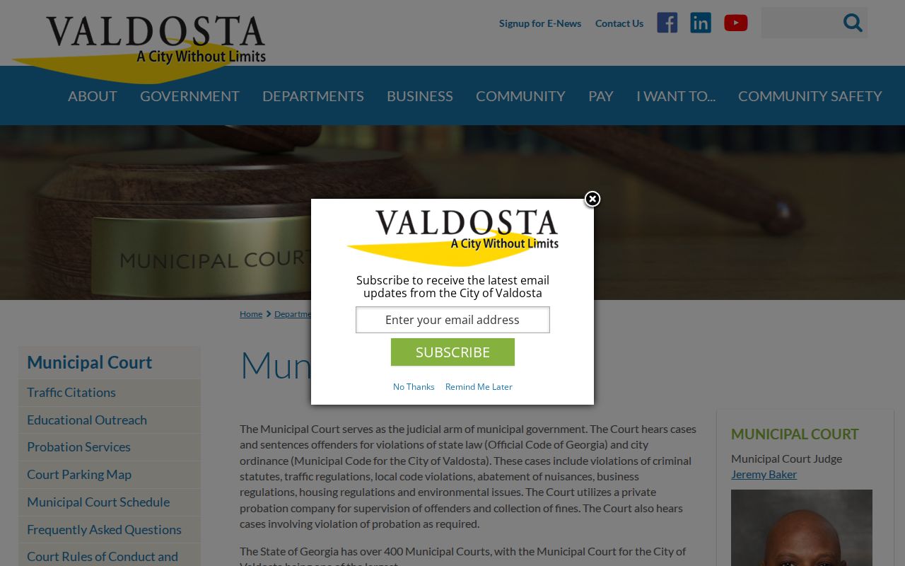 Valdosta criminal records Municipal Court source