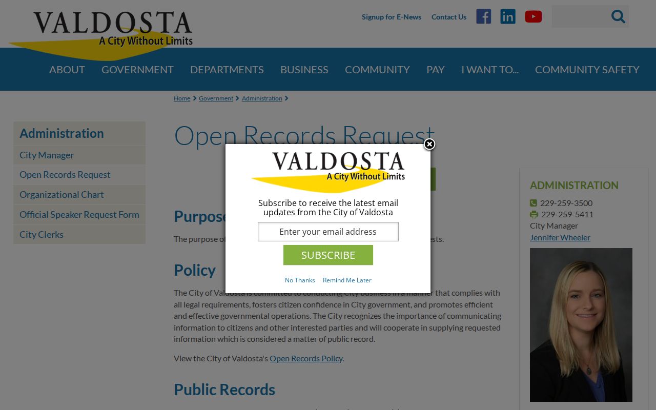 Valdosta criminal records open records request routing